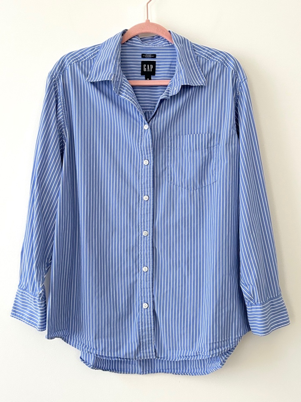 Gap 100% Organic Cotton Blue & White Striped Big Shirt
